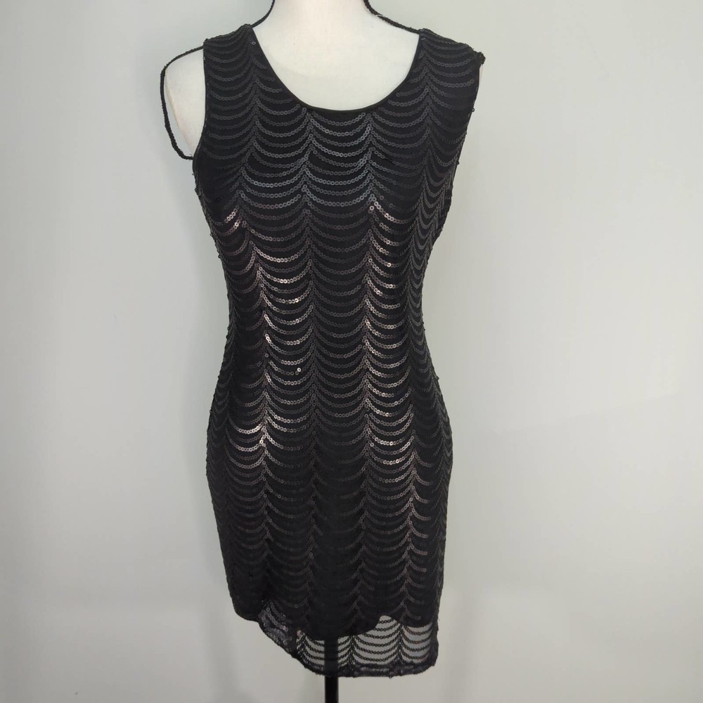 Esley Black Sequins Sleeveless Dress |‎ SMALL